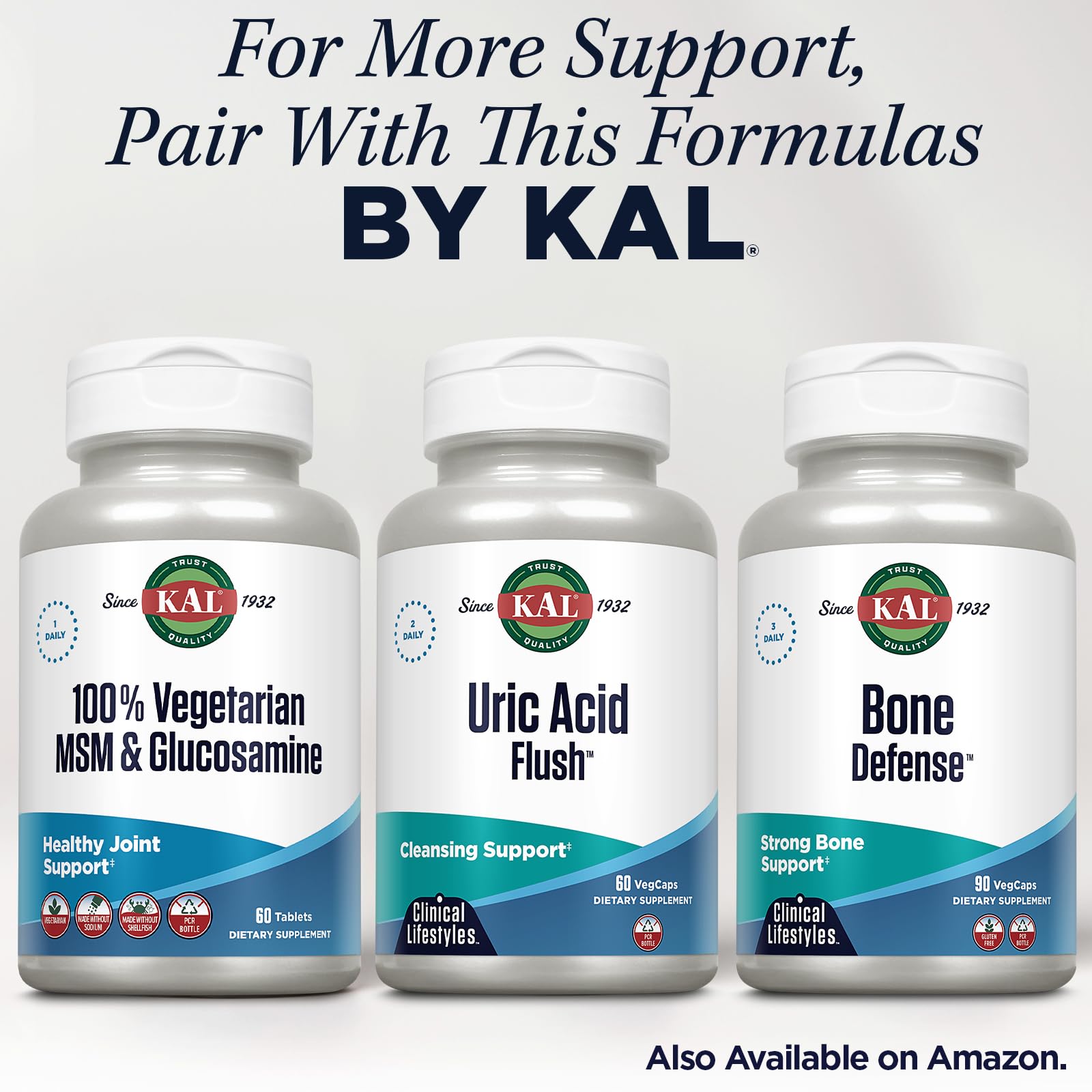 KAL pure vegetarian glucosamine hydrochloride and MSM dietary supplement for mobility
