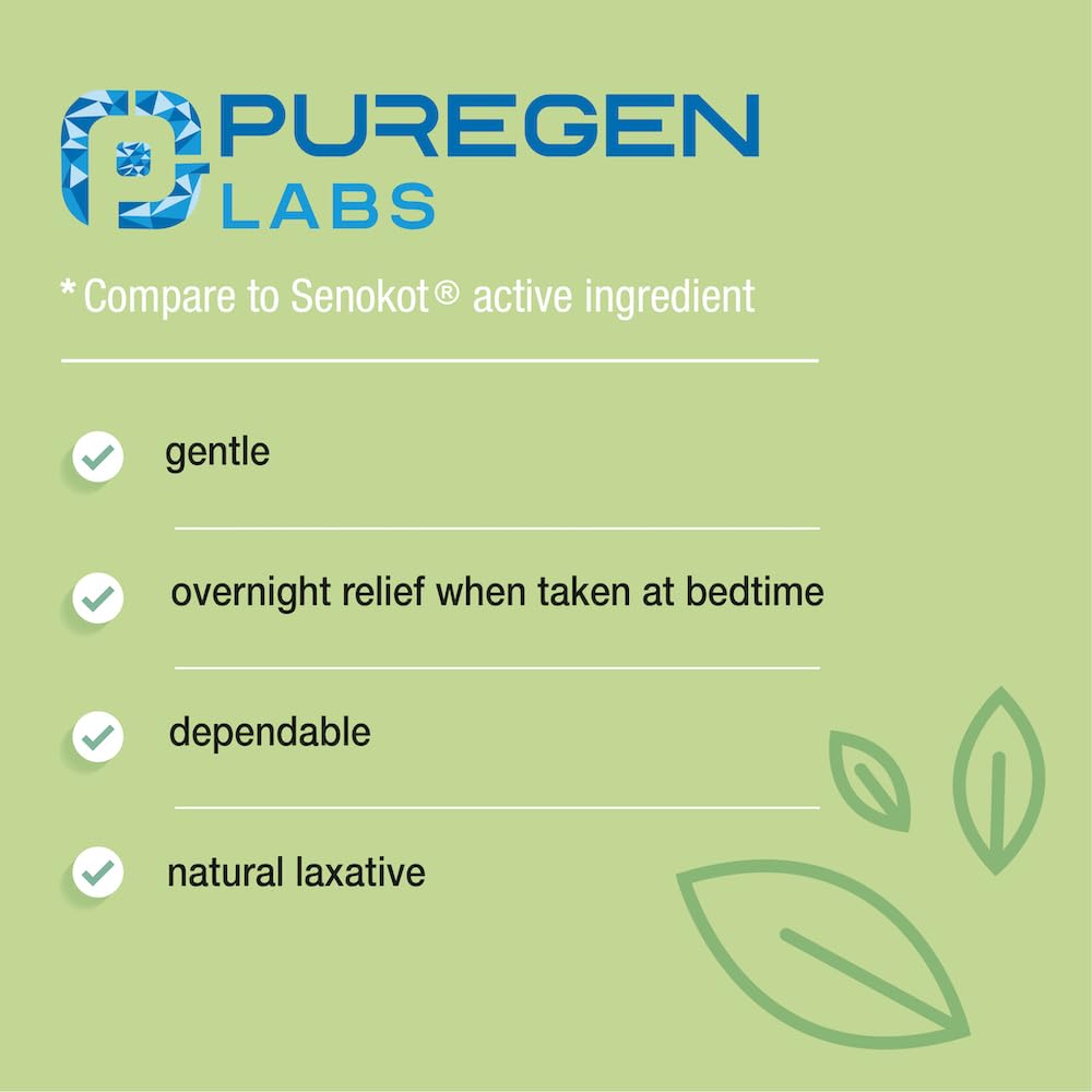 Side view of Puregen Labs natural vegetable laxative bottle