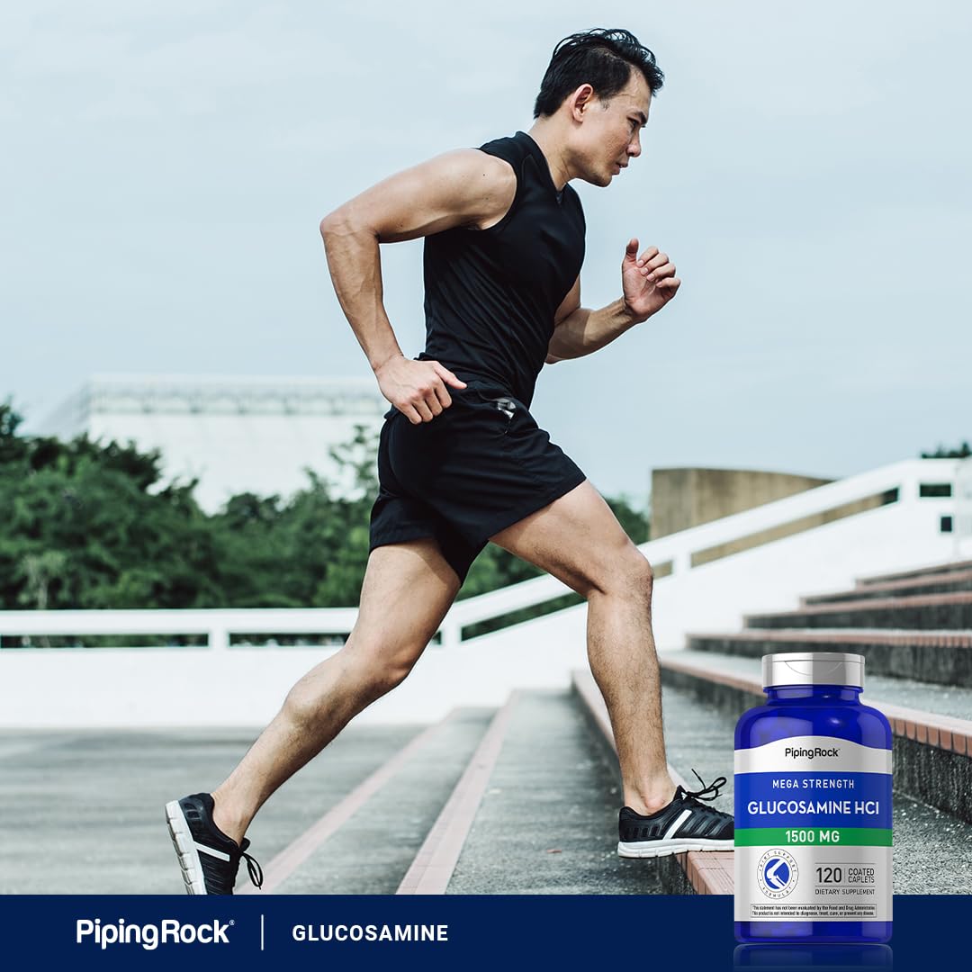 Piping Rock joint health dietary supplement 120 caplets bottle standing upright on clean surface.