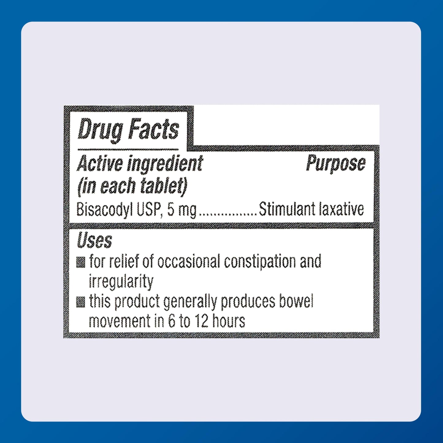 Authentic Major Pharmaceuticals Bisacodyl bottle for constipation relief