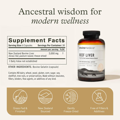 Natural energy and immune support beef liver pills by Enviromedica