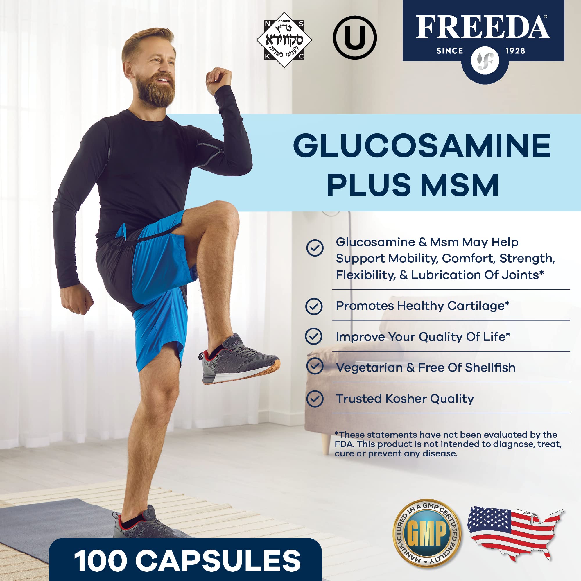 Freeda plant based shellfish free joint flexibility supplement bottle