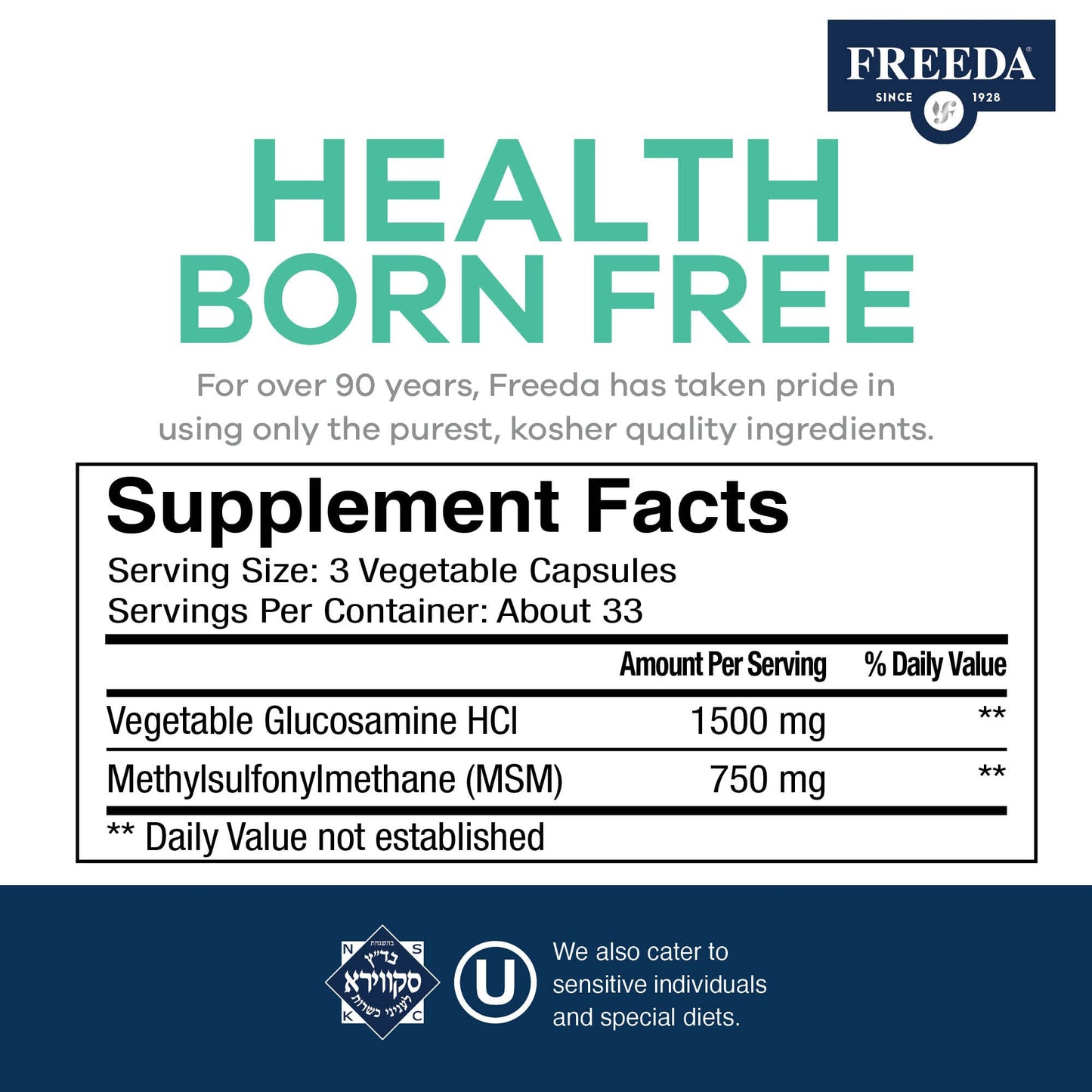 Freeda vegetarian joint mobility supplement supplement facts and ingredients