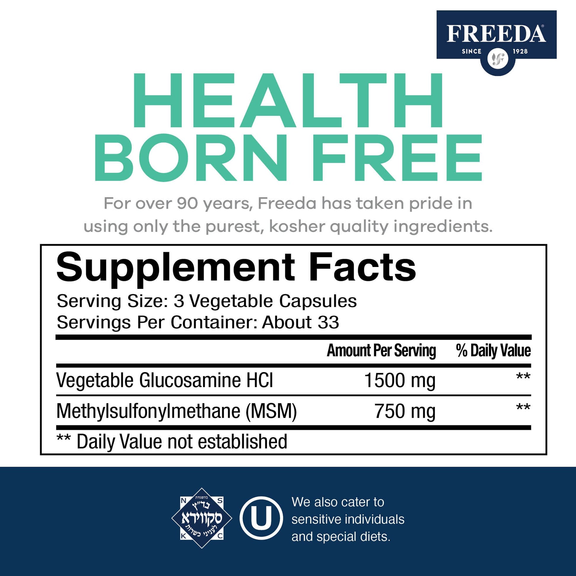 Freeda vegetarian joint mobility supplement supplement facts and ingredients