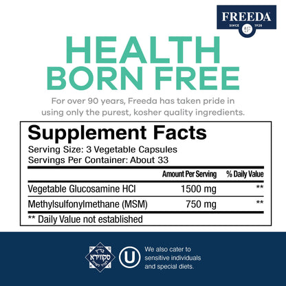Freeda vegetarian joint mobility supplement supplement facts and ingredients
