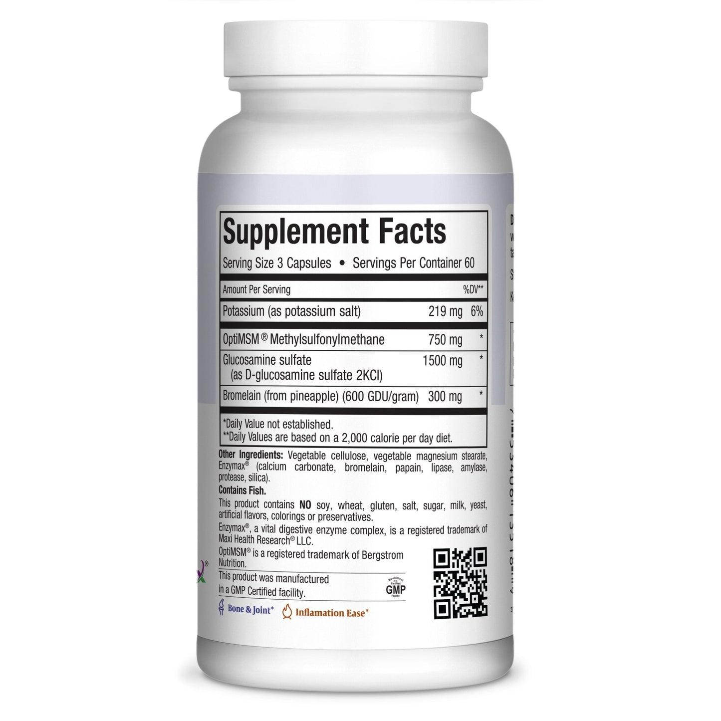 Maxi Health Super Glucosamine joint formula supplement facts and ingredients panel