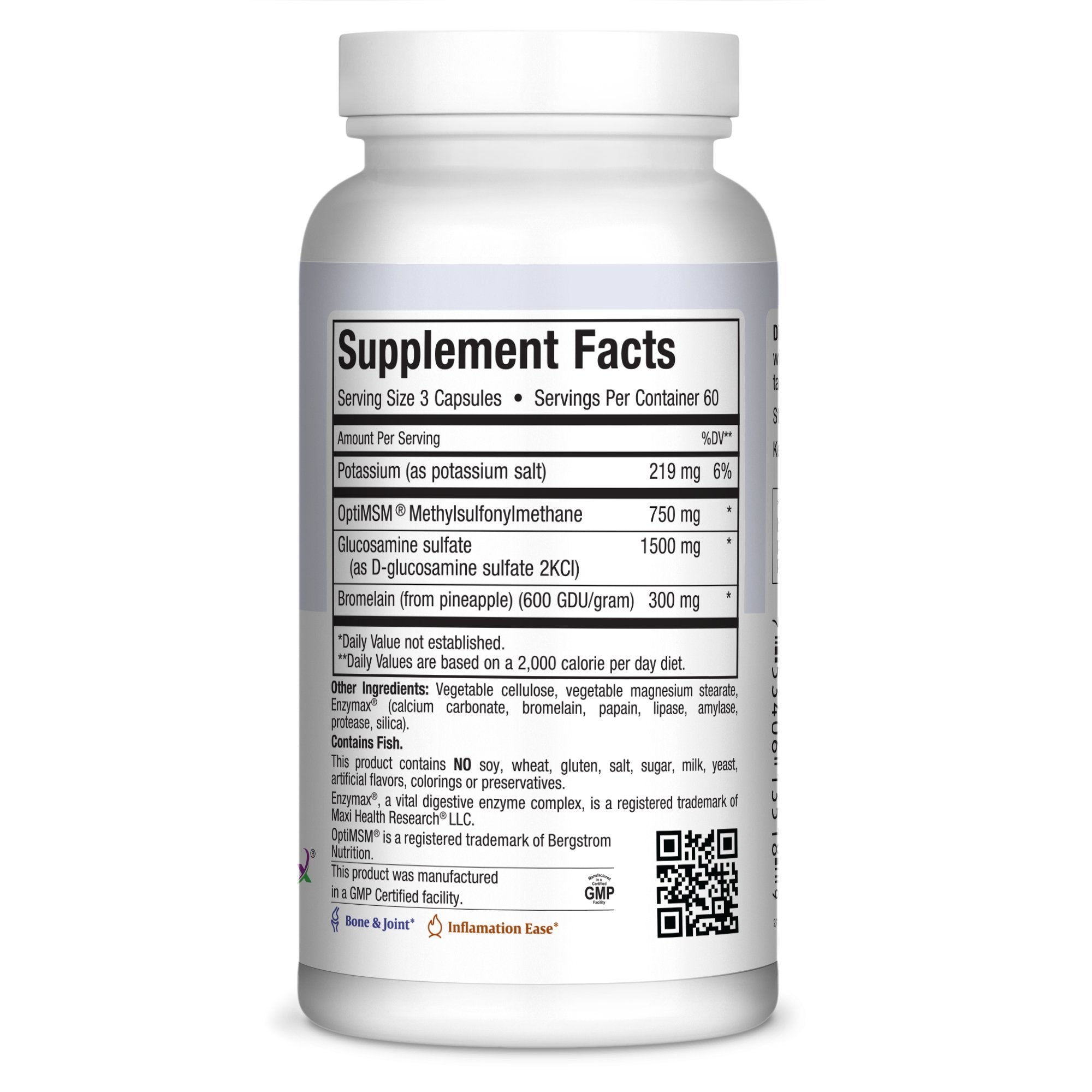 Maxi Health Super Glucosamine joint formula supplement facts and ingredients panel