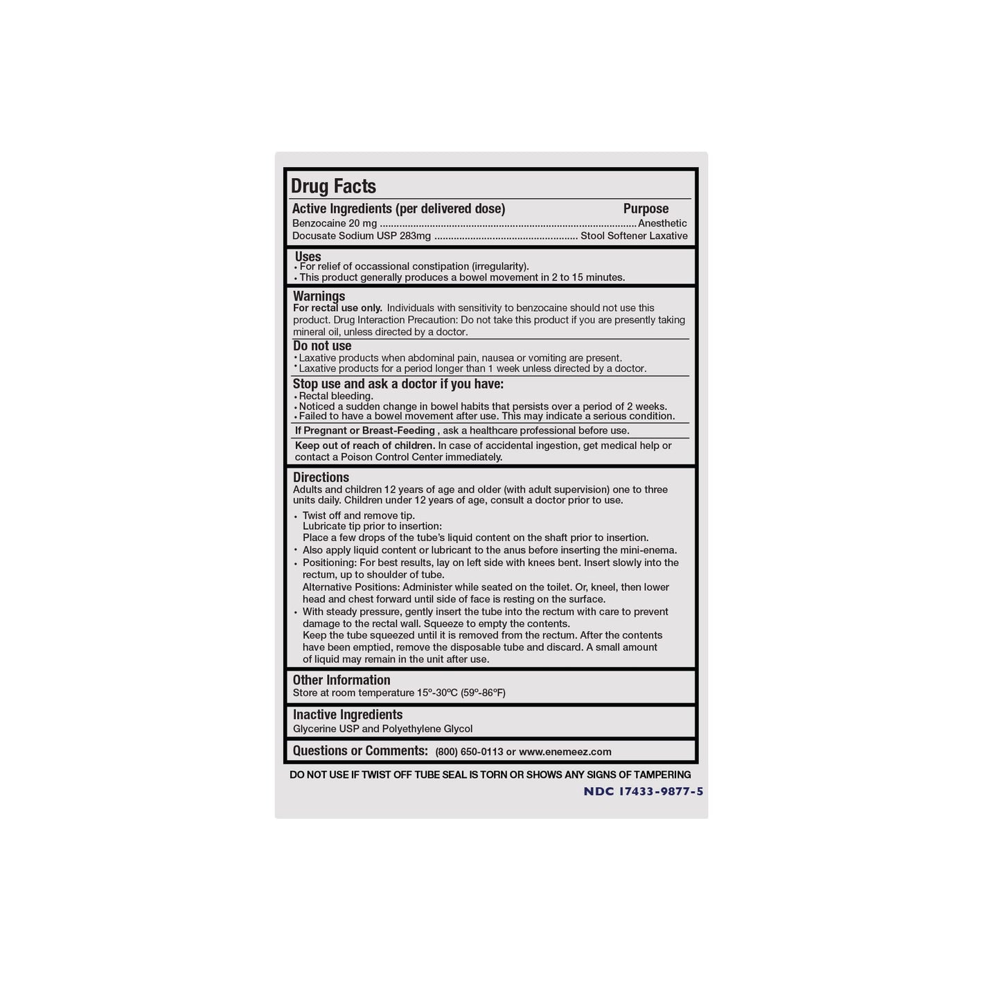 Authentic imported Enemeez Docusol Plus constipation relief product