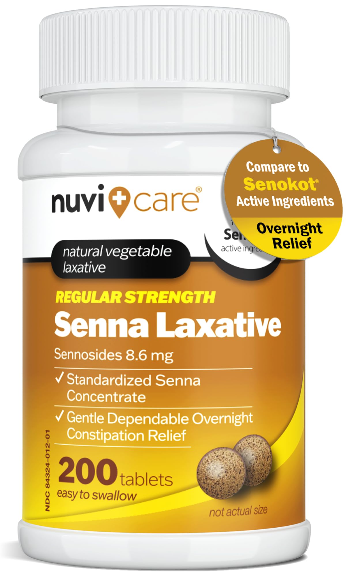 Nuvicare 200 count natural vegetable laxative supplement packaging