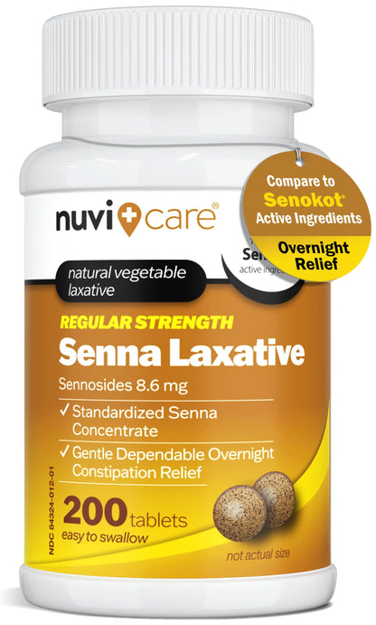 Nuvicare 200 count natural vegetable laxative supplement packaging