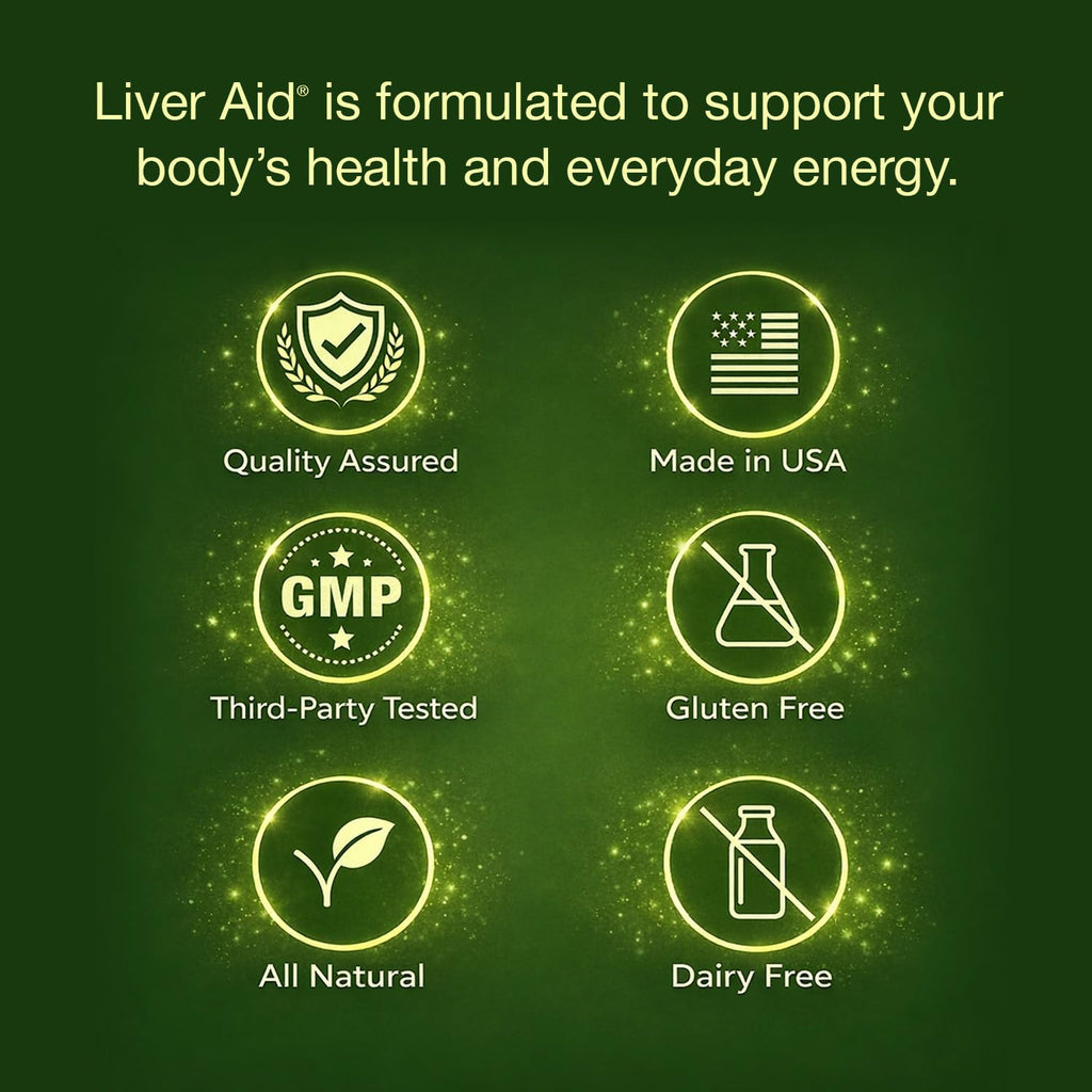 Detailed view of the supplement facts panel on the Liverite Liver Aid bottle
