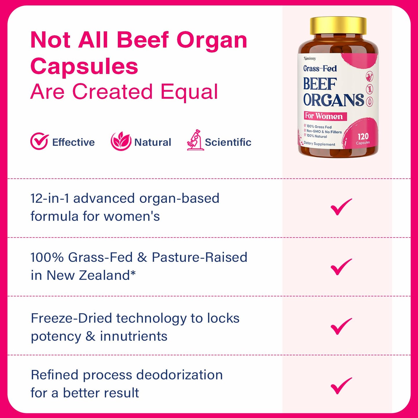Nassiouy grass-fed beef organ supplement packaging