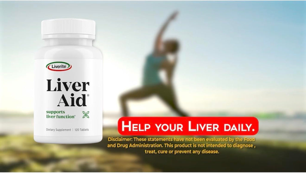 Liverite Liver Aid dietary supplement bottle studio shot against clean background