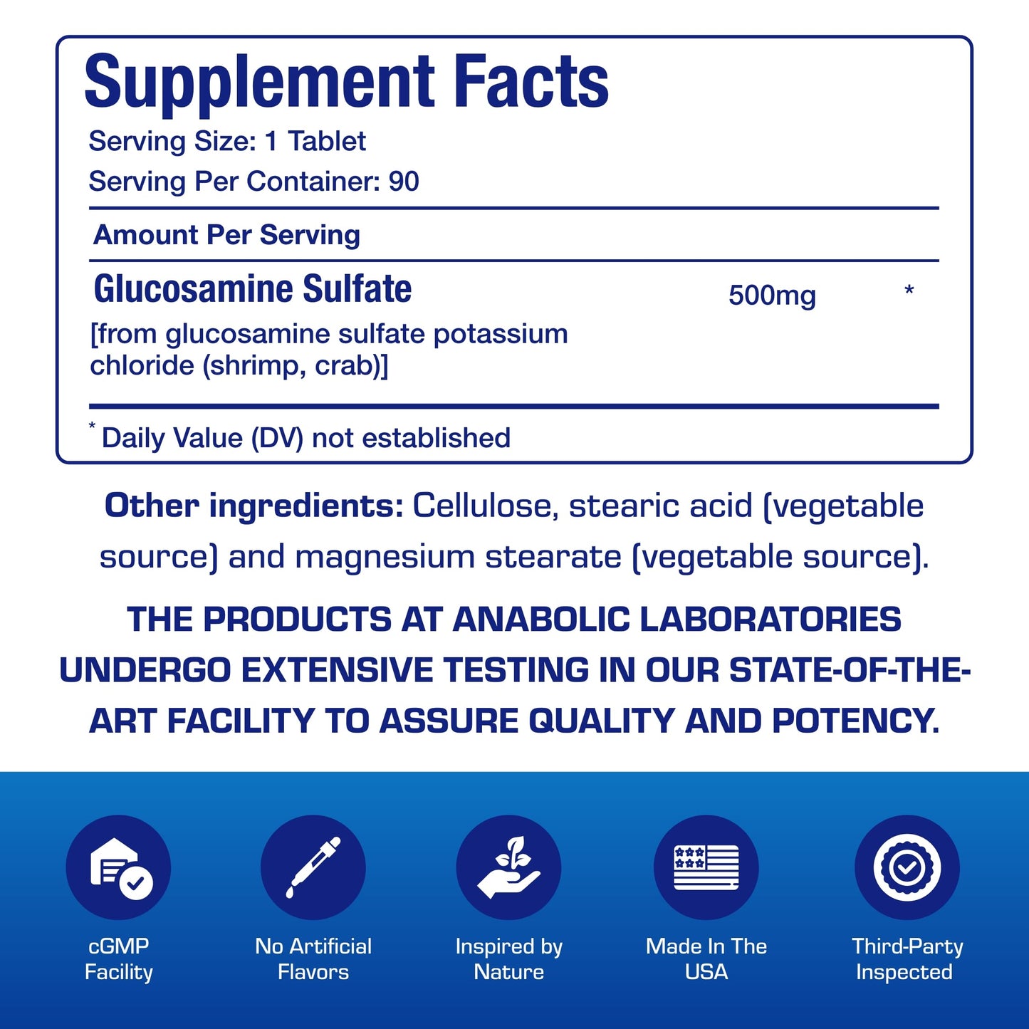 Authentic imported USA joint health tablets container close up showing 90 servings text