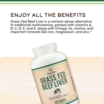 Double Wood Supplements non GMO hormone free beef liver capsule bottle