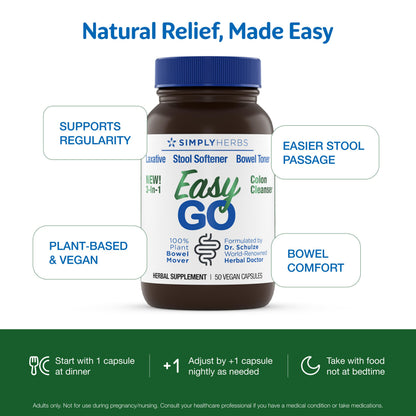 Top view of Dr. Schulze's 50 count bowel mover supplement