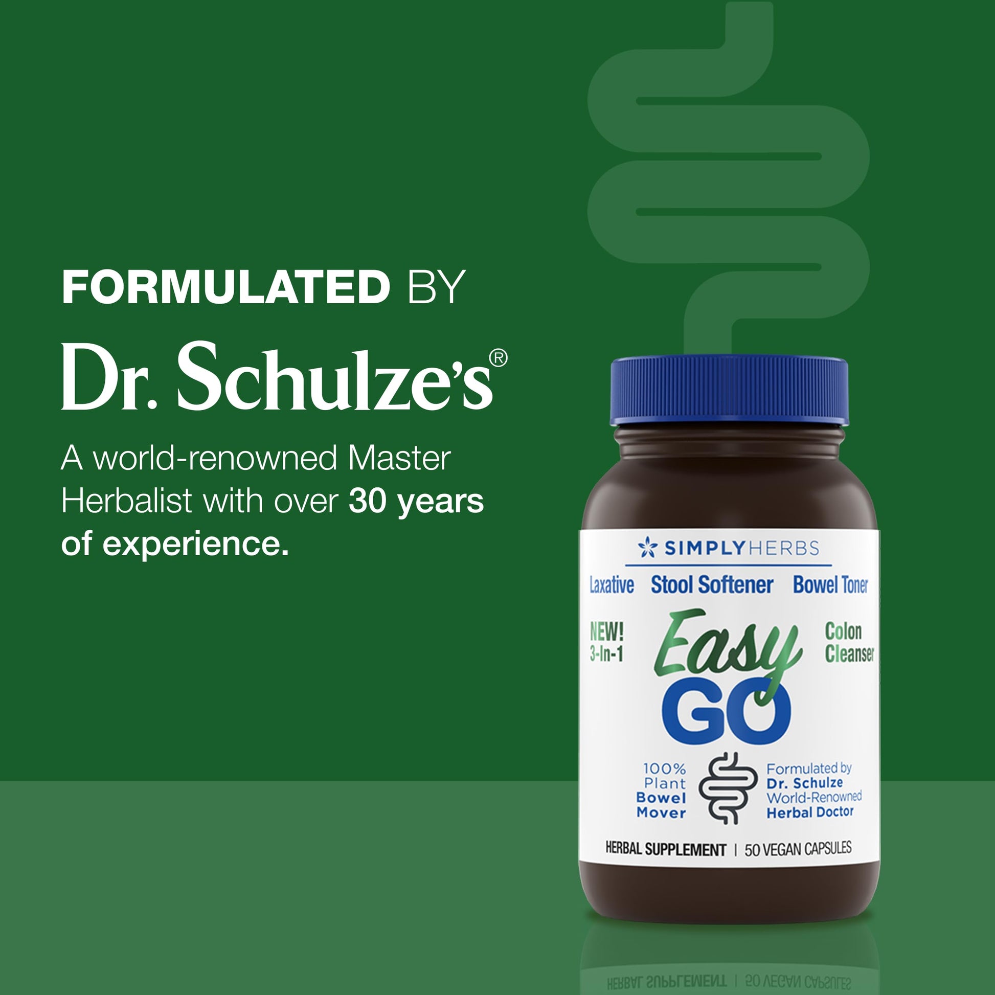 Vegan digestive supplement bottle for colon health support