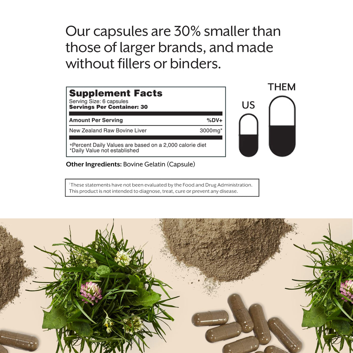ProMix nutrition freeze dried liver capsules open showing contents