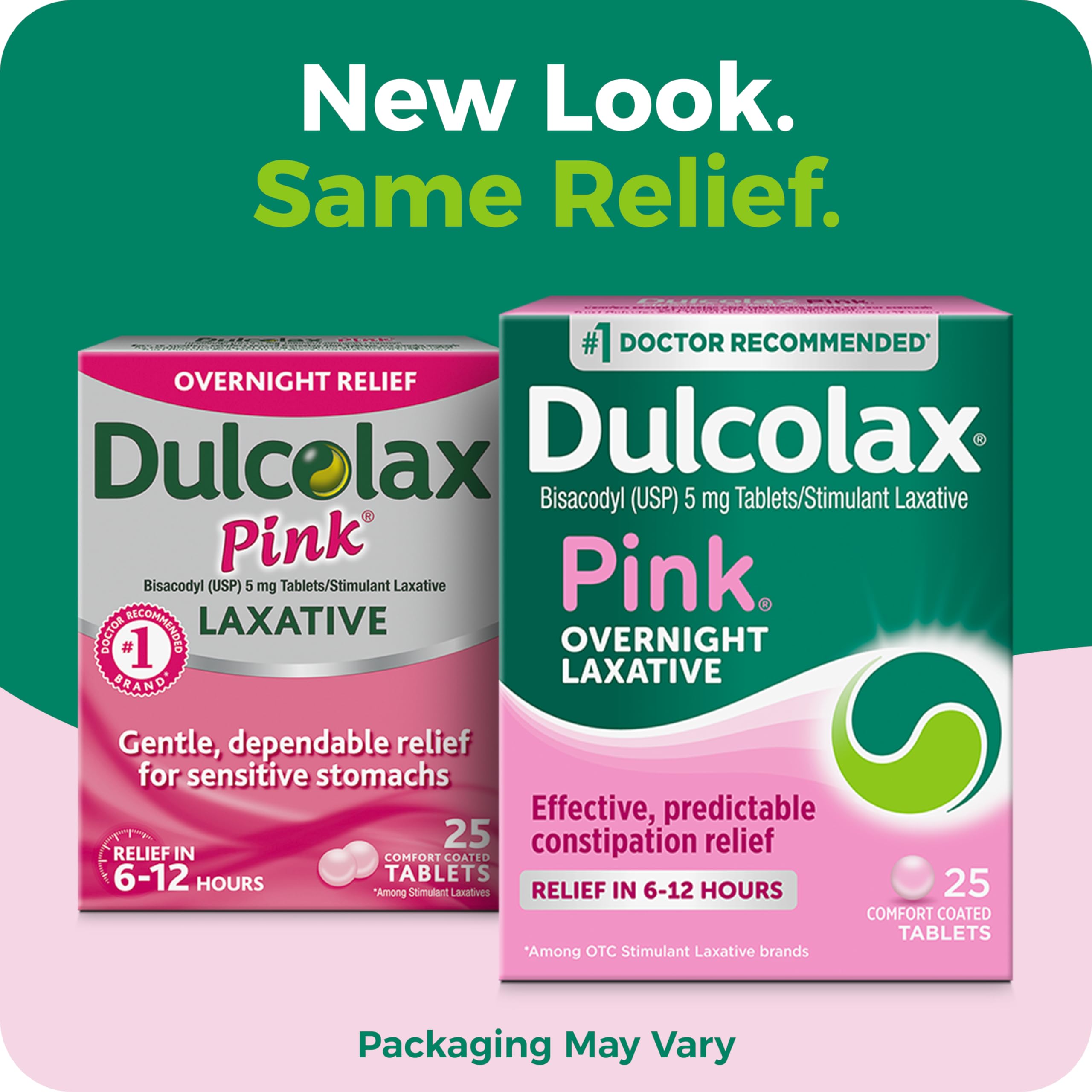 Side view of Dulcolax Pink 5mg laxative box showing active ingredients