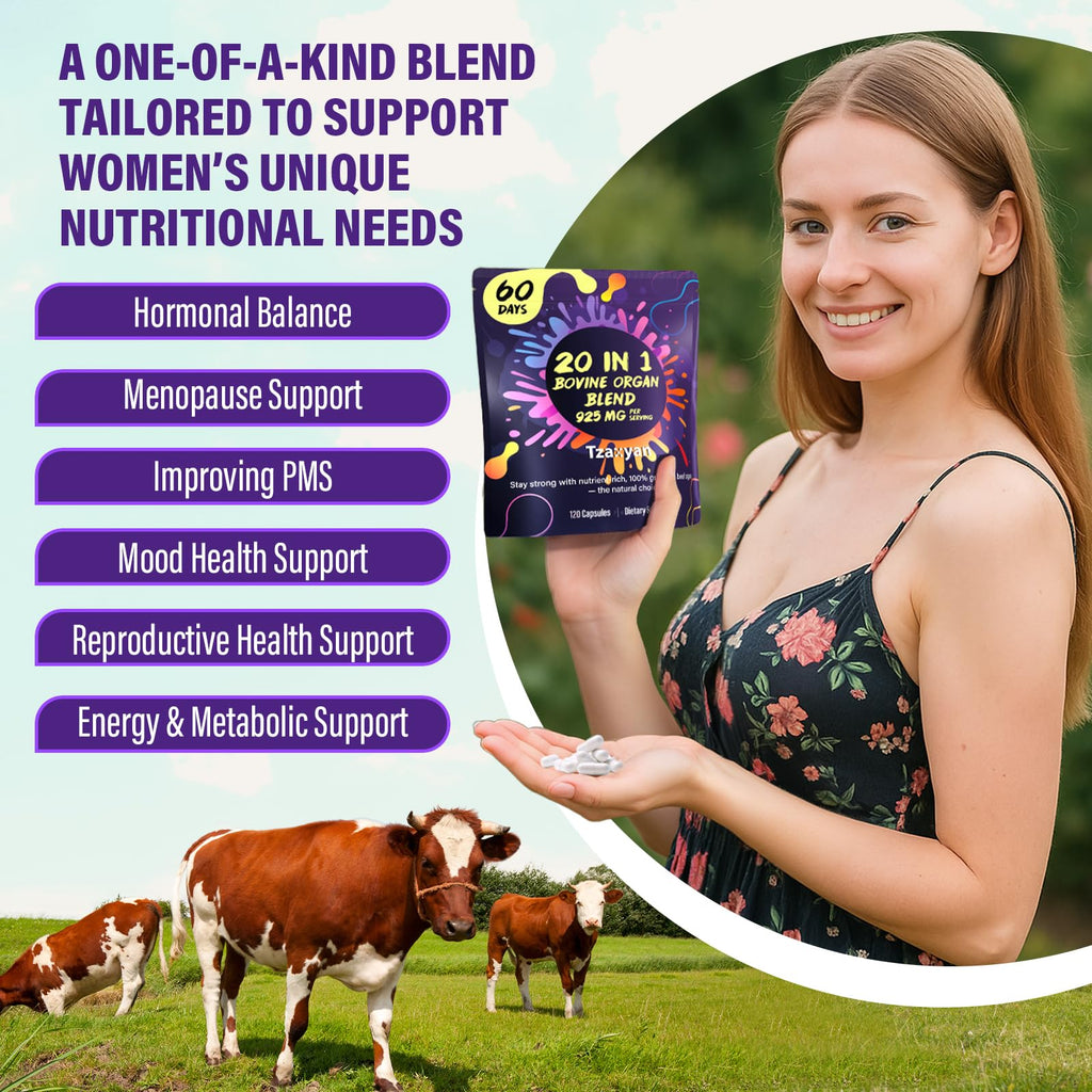 Tzaxyan 925 mg grass fed beef liver supplement packaging