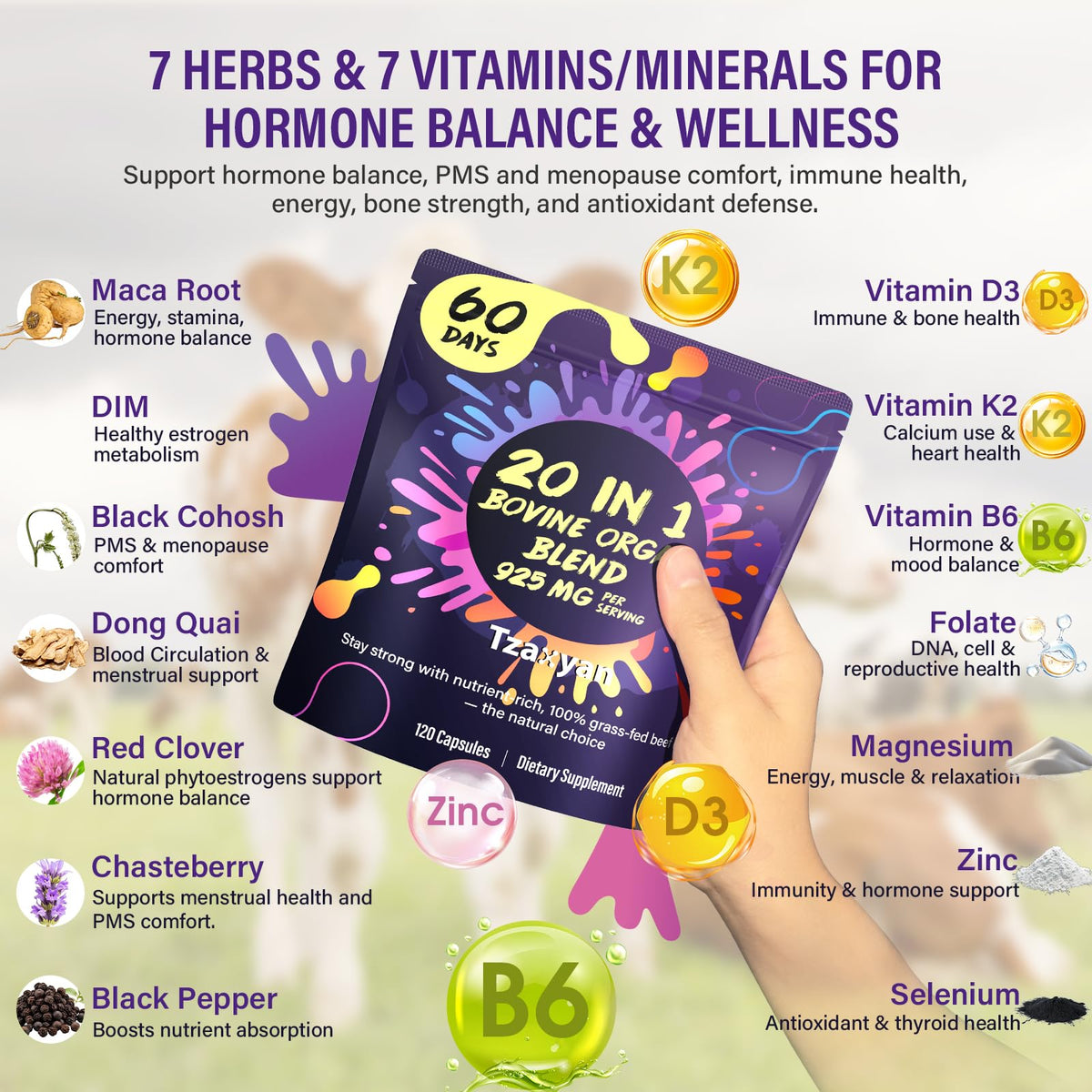 Tzaxyan women health supplement capsule container