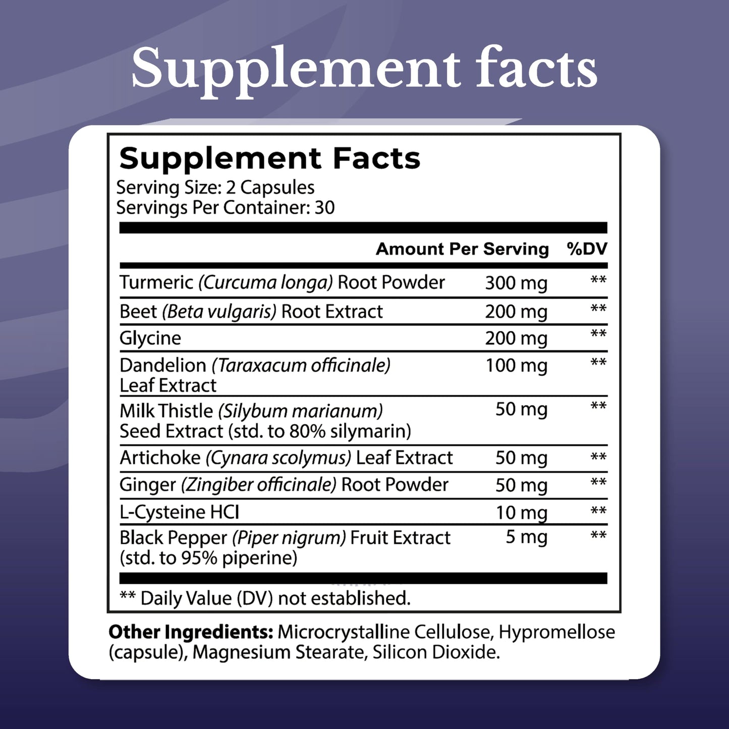 Nation Health MD Liver Renew supplement facts panel showing milk thistle and artichoke ingredients