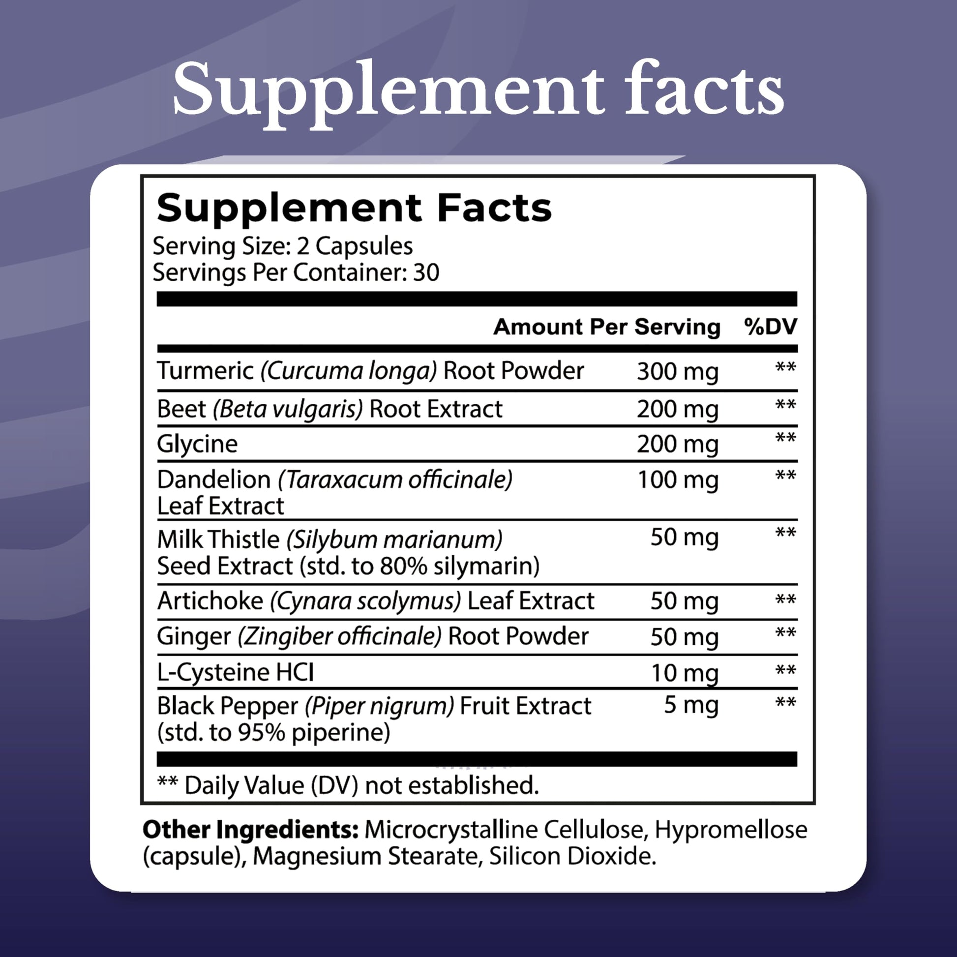 Nation Health MD Liver Renew supplement facts panel showing milk thistle and artichoke ingredients