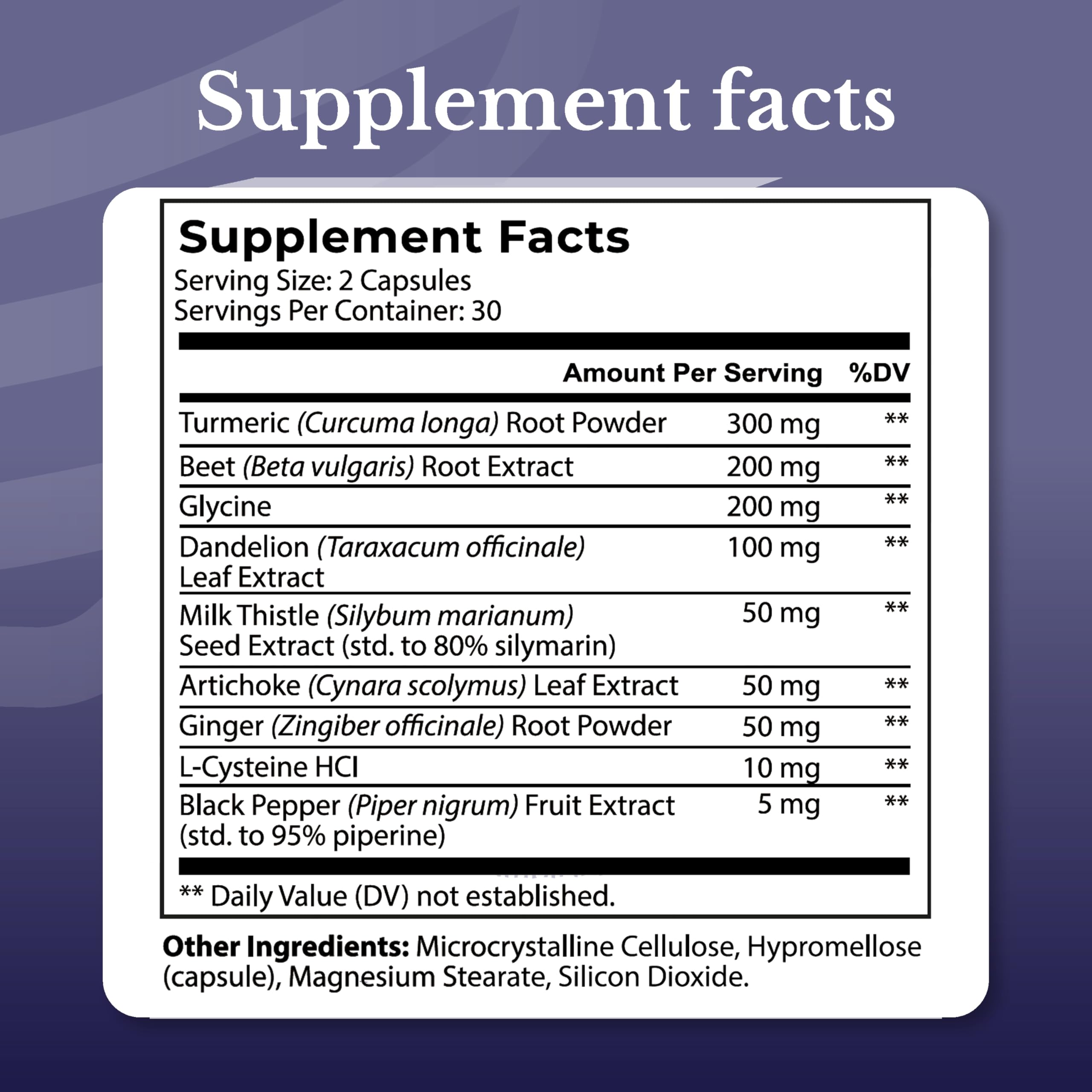 Nation Health MD Liver Renew supplement facts panel showing milk thistle and artichoke ingredients