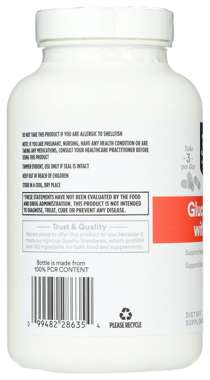 Side angle view of 180 count 365 joint tissue elasticity support supplement bottle