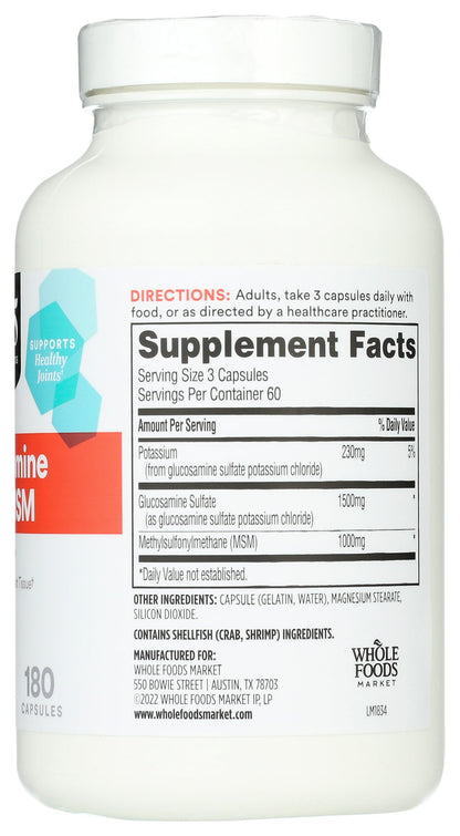 Close up of 365 Whole Foods daily joint comfort formula highlighting artificial flavor free manufacturing standard
