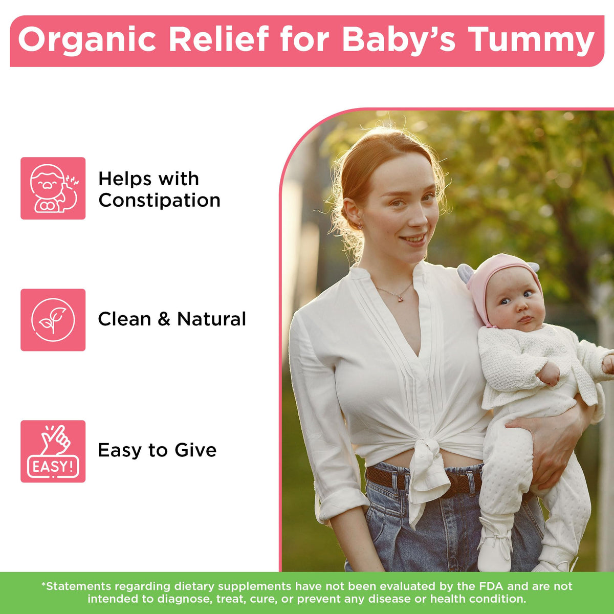 Wellements organic baby constipation support packaging with syringe