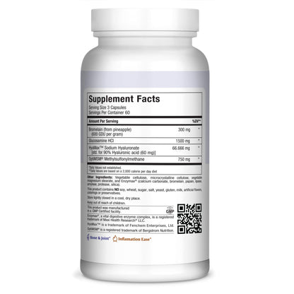 Maxi Health Premium Glucosamine joint formula label showing OptiMSM and Hyaluronic Acid ingredients