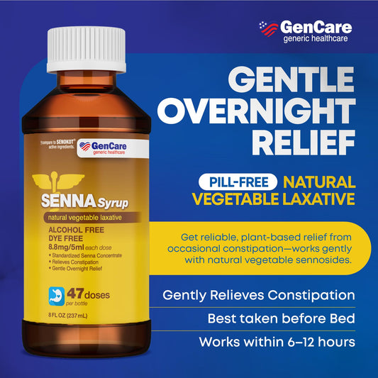 GenCare Senna Syrup nutritional facts and sennosides content label