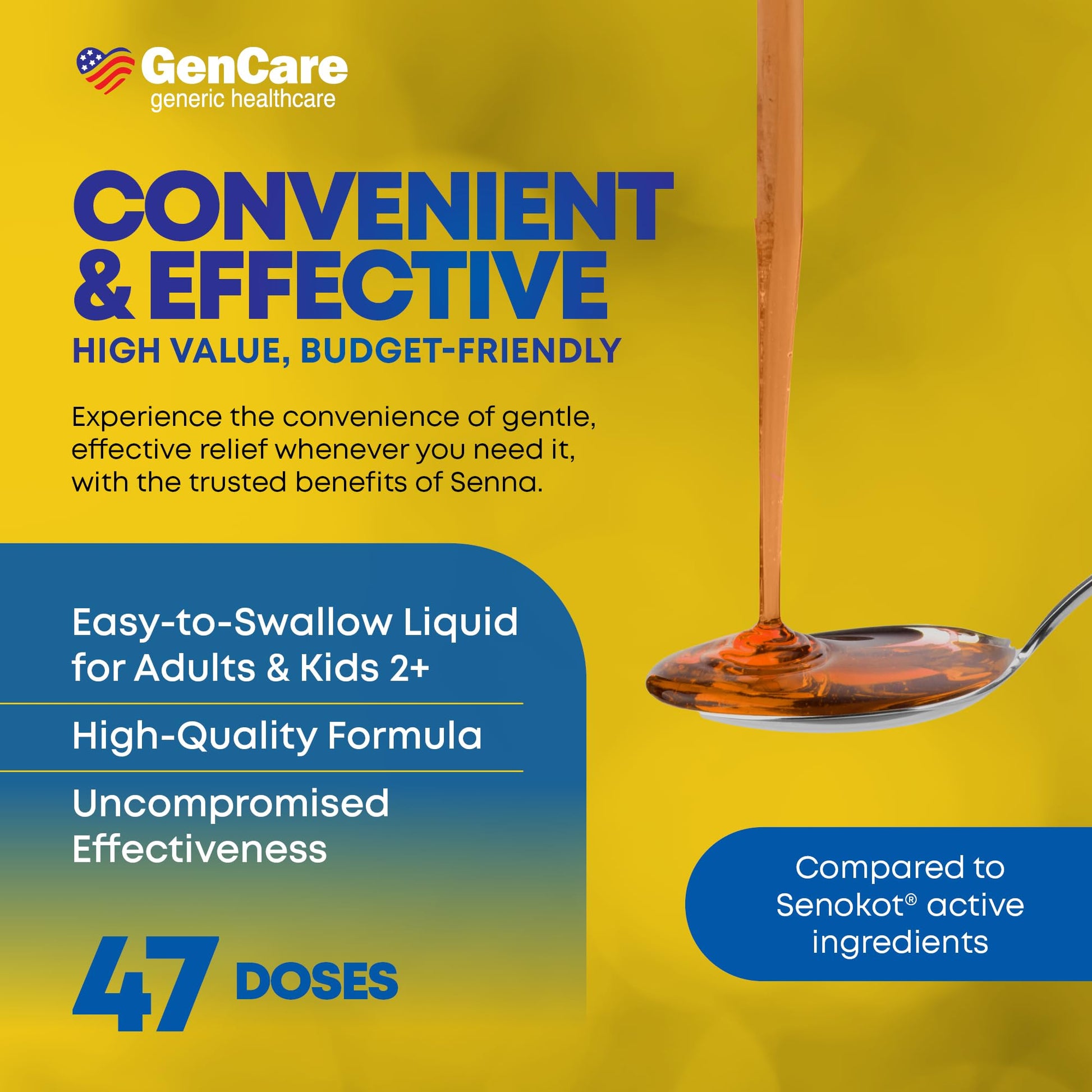 Side view of GenCare natural vegetable laxative syrup bottle
