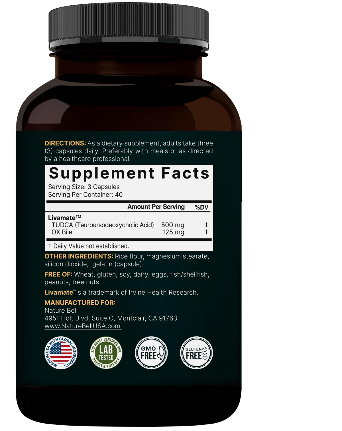 NatureBell TUDCA ox bile supplement bottle lifestyle setup