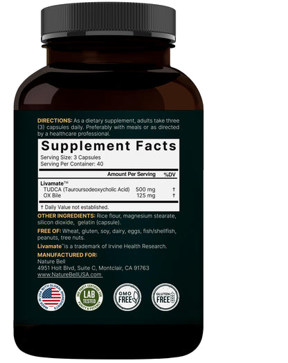 Premium liver cleanse detox and repair dietary supplement bottle back view