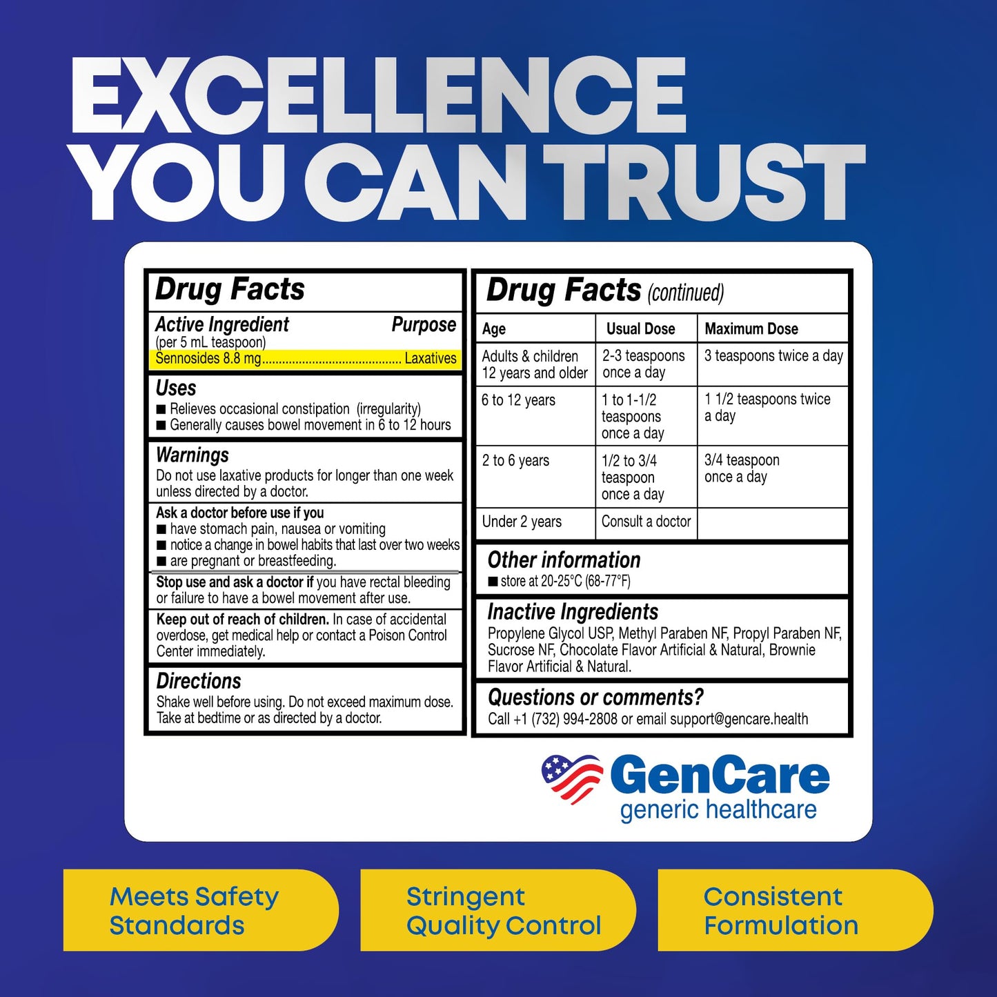 GenCare Senna Syrup for adult and teen constipation relief