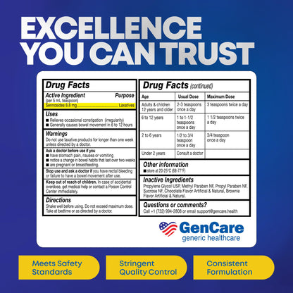 GenCare Senna Syrup for adult and teen constipation relief