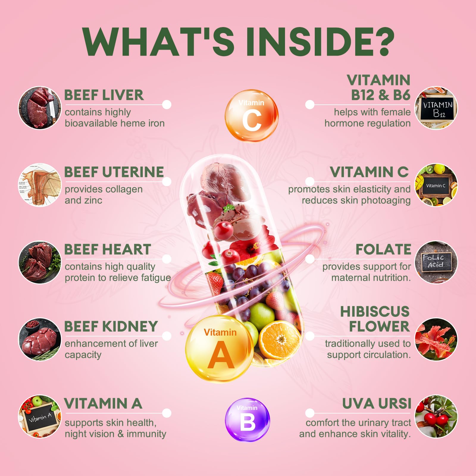 Totaria grass fed beef organ supplement supplement facts and ingredient panel view