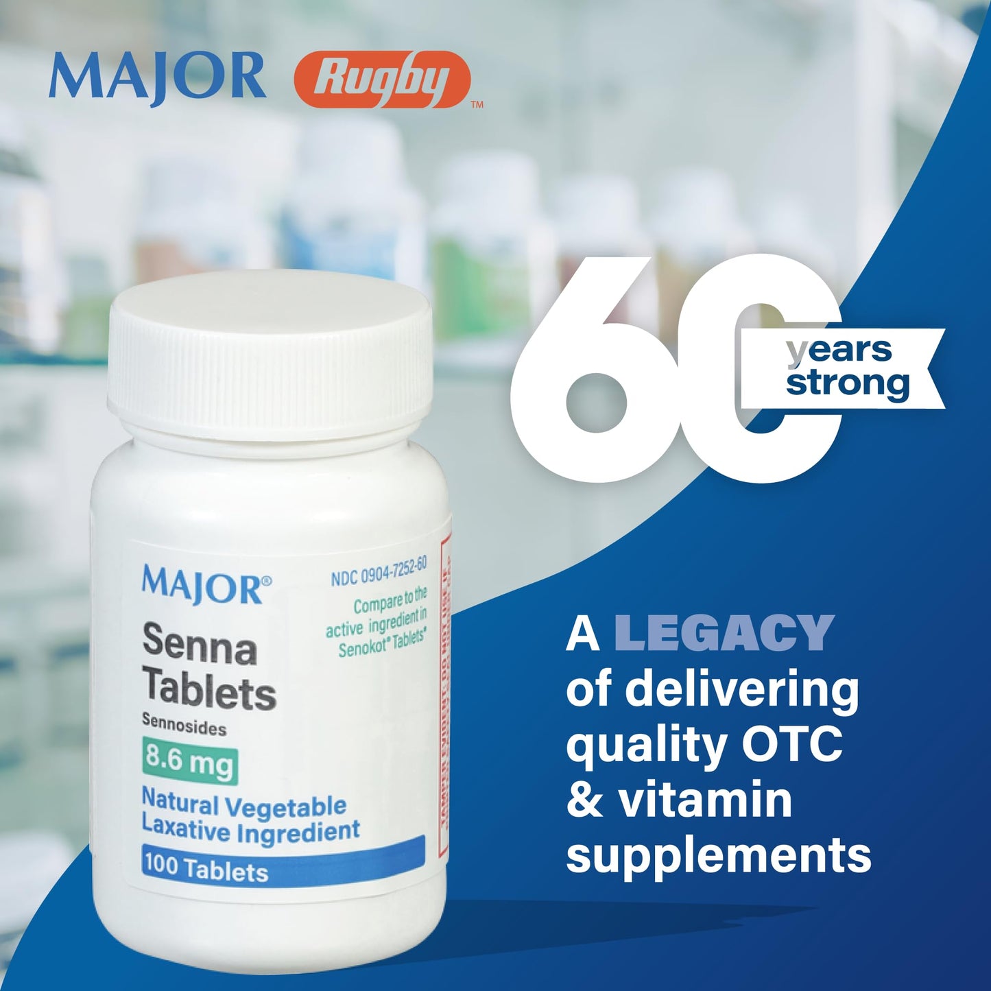 Major Senna laxative tablets bottle packaging