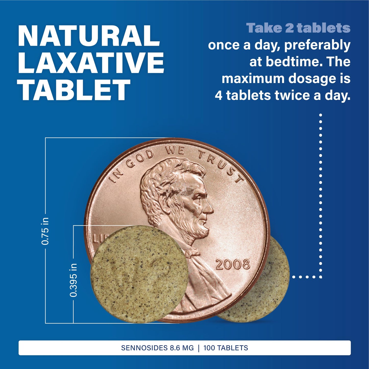 Back label of Major Senna 8.6 mg vegetable laxative