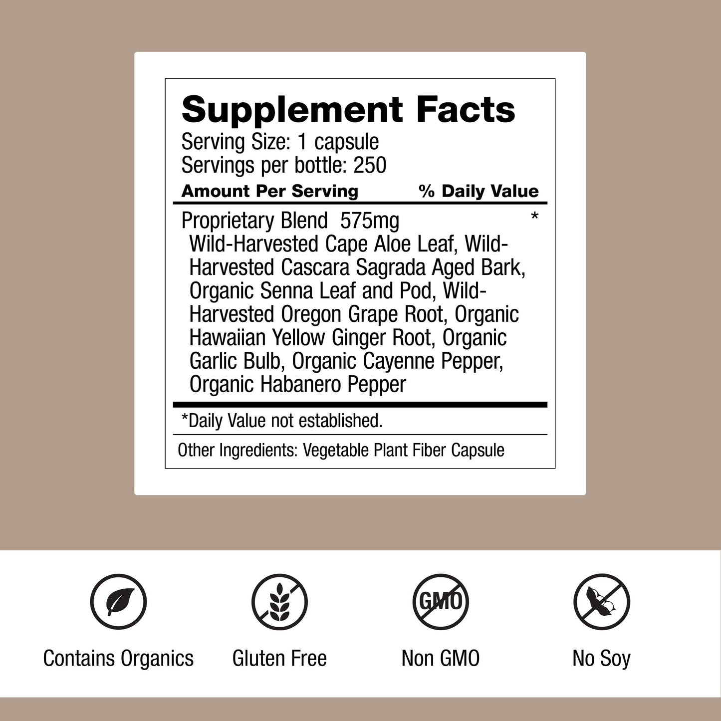 Dr. Schulze's Intestinal Formula 250 count vegan capsule bottle