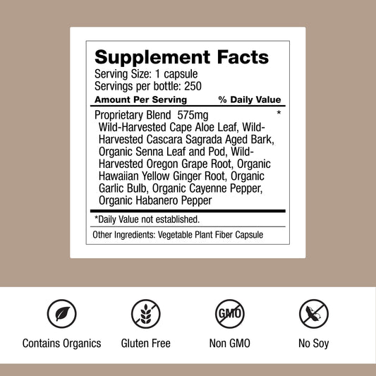 Dr. Schulze's Intestinal Formula 250 count vegan capsule bottle