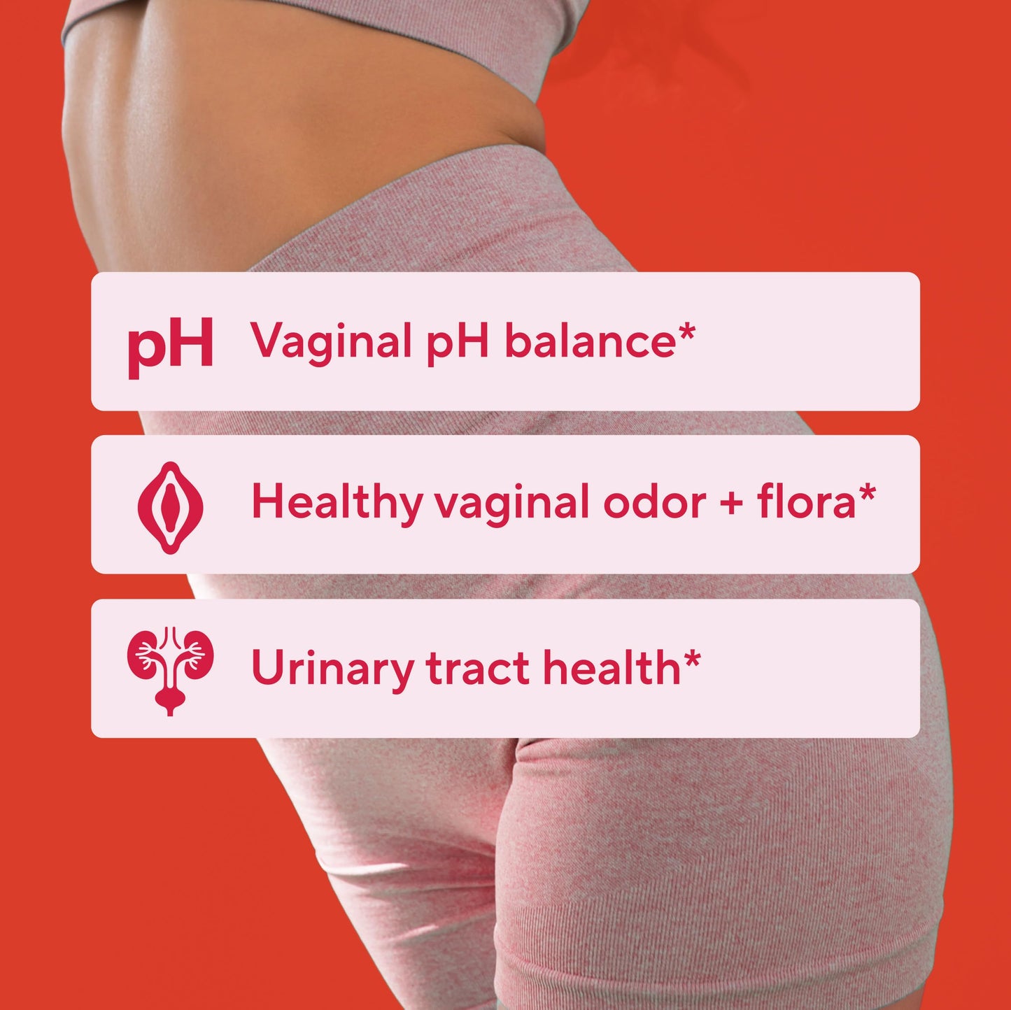 Back label of Sunergetic vaginal probiotic supplement listing ingredients like inulin and cranberry powder
