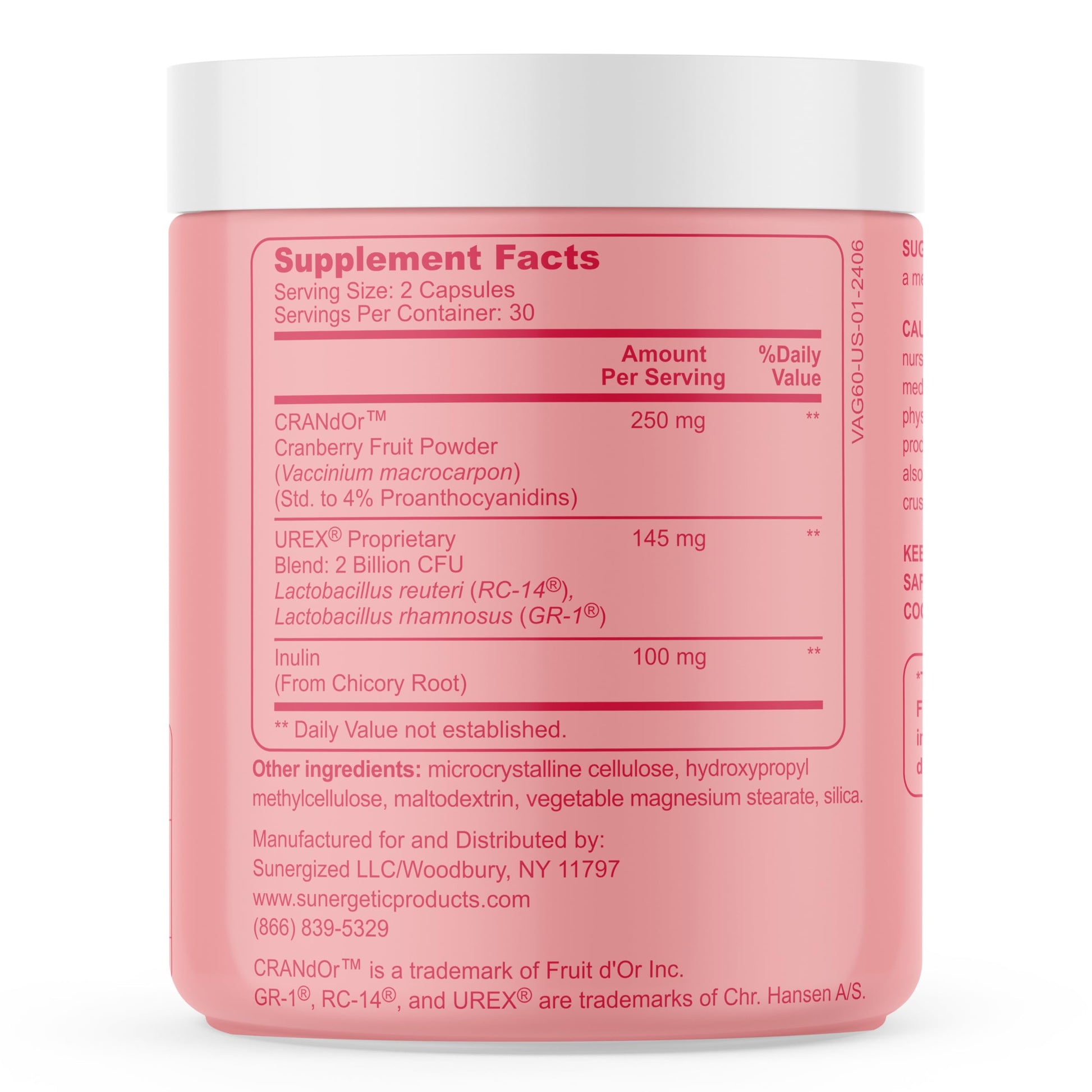 USA imported Sunergetic probiotics for women showcasing the clinical Lactobacillus formula for urinary support