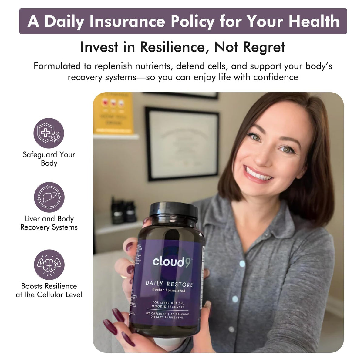 Cloud9 liver detox supplement bottle with capsule count