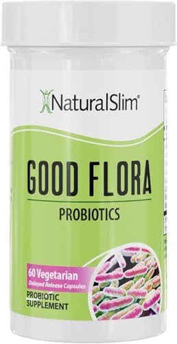 Side view of NaturalSlim Good Flora bottle displaying the seven powerful probiotic strains.