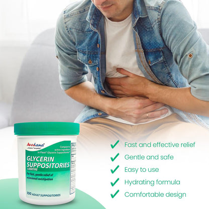 Avedana comfortable shape laxative suppositories isolated on a clean white background