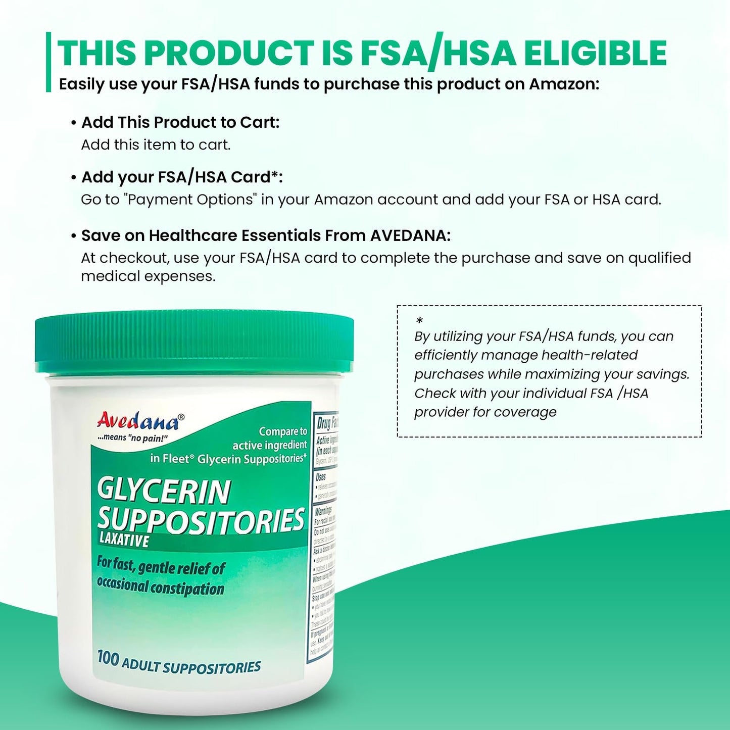 Avedana imported regular size bowel movement stimulant suppositories displaying authentic batch codes