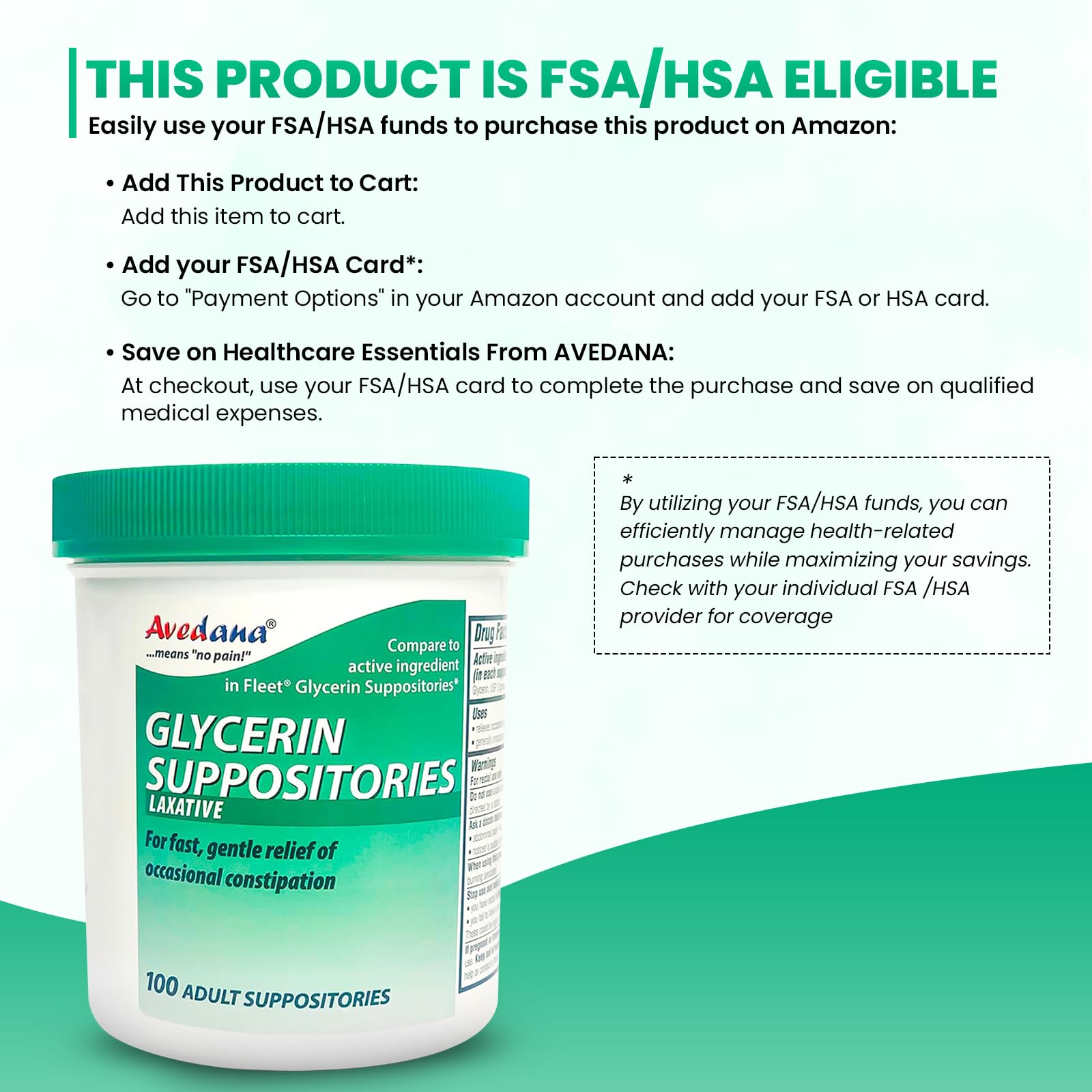 Avedana imported regular size bowel movement stimulant suppositories displaying authentic batch codes